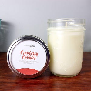 Vela de soja CRANBERRY COBBLER em pote de vidro de meio litro, vela perfumada, vela com pavio de madeira, vela de soja perfumada, vela de inverno, vela em pote de vidro