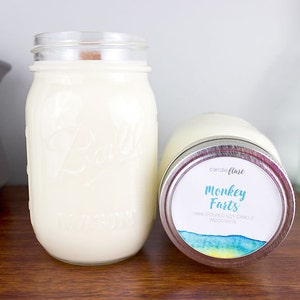 Monkey Farts Soy Candle in Pint Mason Jar - Secret Santa Gift - Soy Candles Handmade