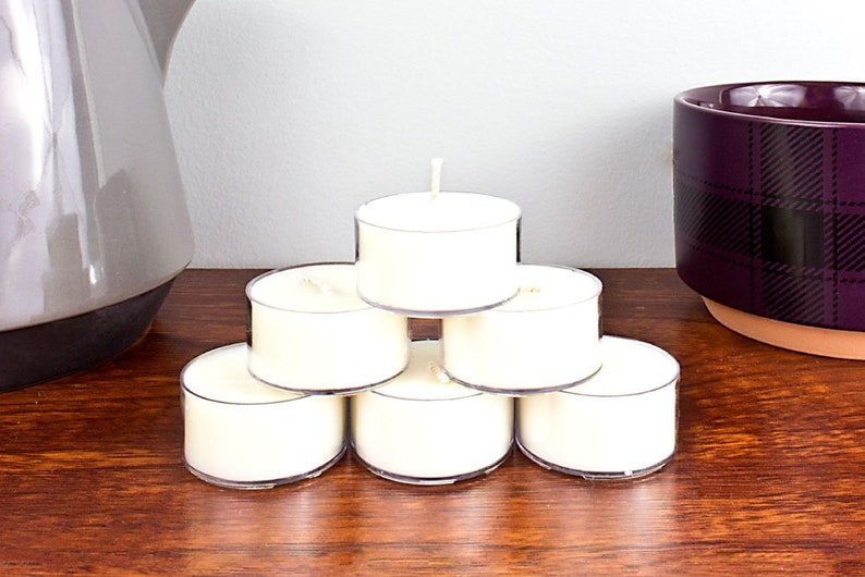 Lavender Flowers Soy Tea Light Candles 6 Soy Candles Handmade Mindfulness Gift image 3