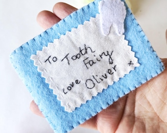 Personalised Felt Tooth Fairy Pouch, Tooth Fairy Letter Envelope, Keepsake for Kids, Pretend Play Fairy Envelope