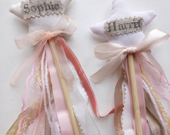 Personalised Star Wands, Fairy Wands, Ribbon Wands, Party Magic Wands, Girls Fabric Wand, Boho Wands, Gifts for Girls, Birthday Name Wand