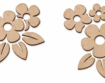 MDF Laser Cut Flower Wall Decor Set – Nursery Floral Accents, Kids Room Art (Unpainted)