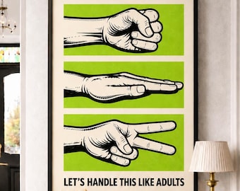 Rock Paper Scissors Print | Retro Humor Wall Art (Digital Download)