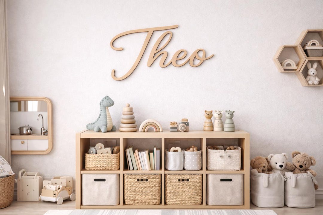 Personalised Wooden Name Sign | Custom Nursery, Kids Room Decor, Laser ...