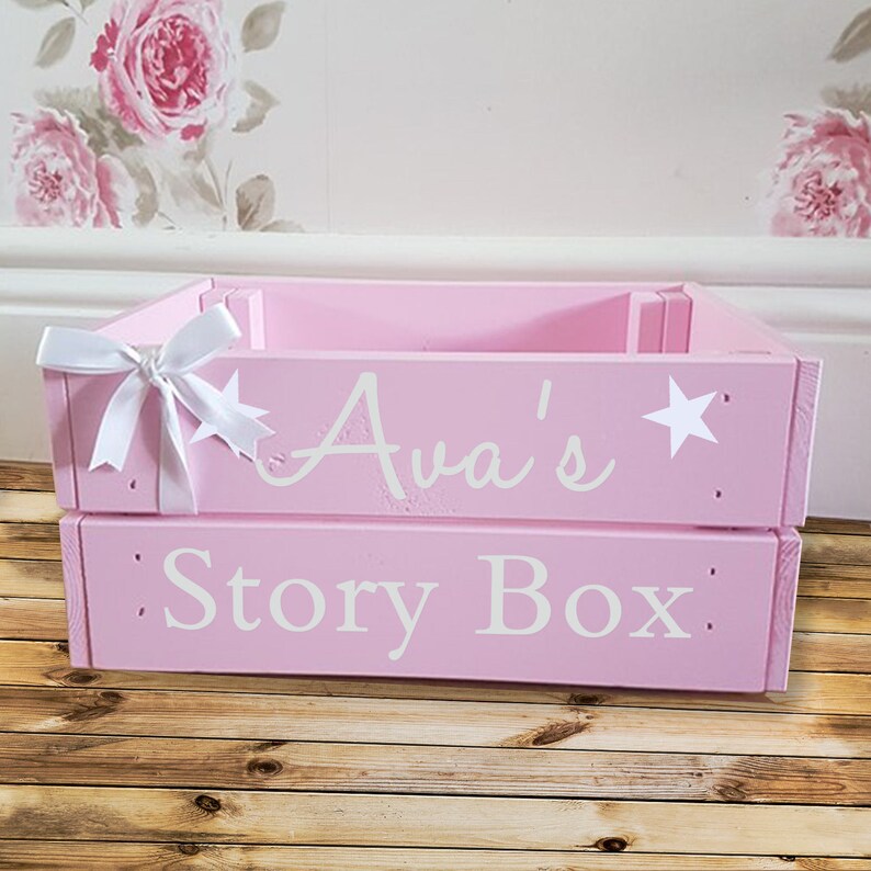 Personalised Children's Wooden Books storage Box/Crate Etsy