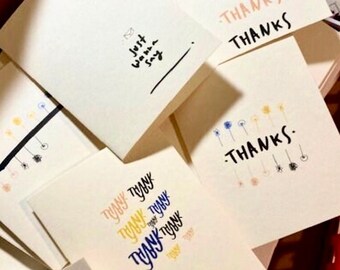 5 : Thank You Cards, Reach out and say Thanks! Card Set, Flower Cards (Set of 5)