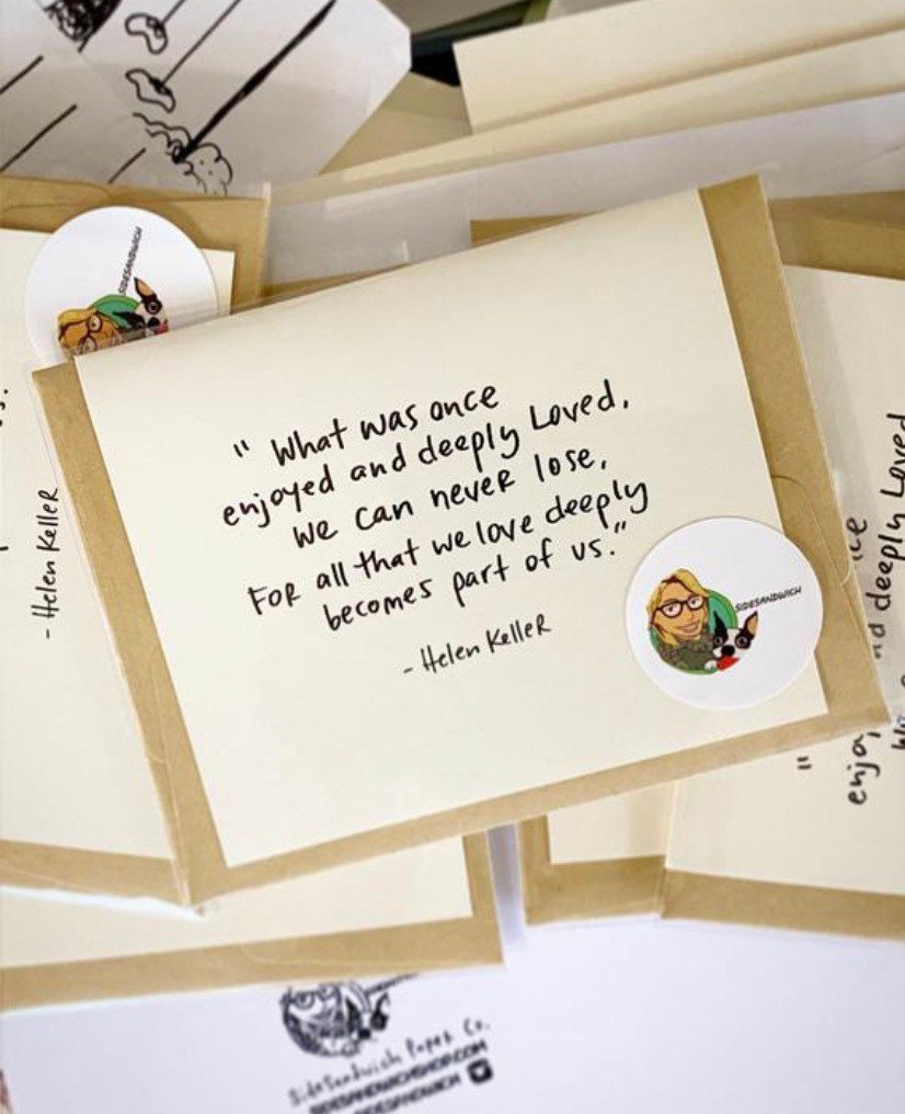 10-pk Helen Keller Quote, Sympathy Card, Deeply loved