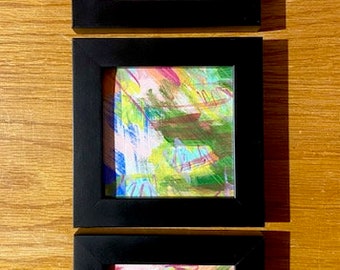 Sale! Abstract Art - 3 piece Wall Decor Set, Original Art, Abstract Painting, Gift (Tickeled with Color)