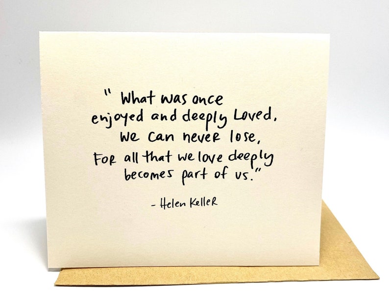 Helen Keller Quote, sympathy card, sorry for your loss, Pet Sympathy Card image 1