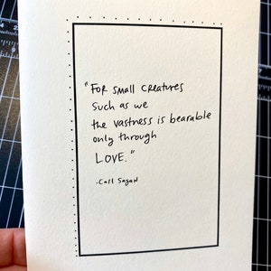 Carl Sagan Quote, Love Card, Social Distance/Quarantine Card, Reach out with Love image 1