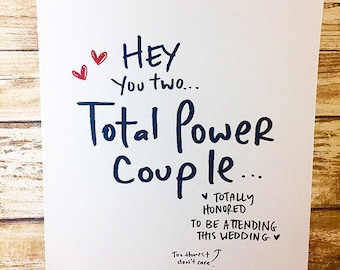 Total Power Couple Wedding Card, Funny Wedding Card