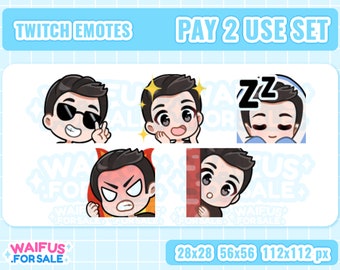 Pay 2 Use Twitch Emotes - Black Hair, Light Skin