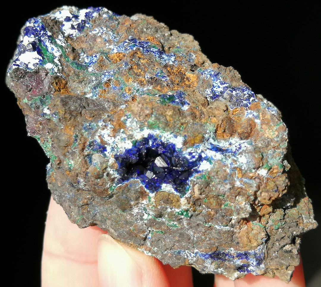 94g 72mm Sparkling Blue Azurite Crystals & Light Blue Chrysocolla ...