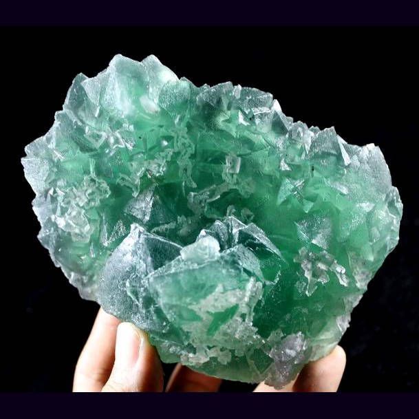 890G 125mm Good On Both Display Sides - Vivid Green Octahedron Fluorite China cm501937
