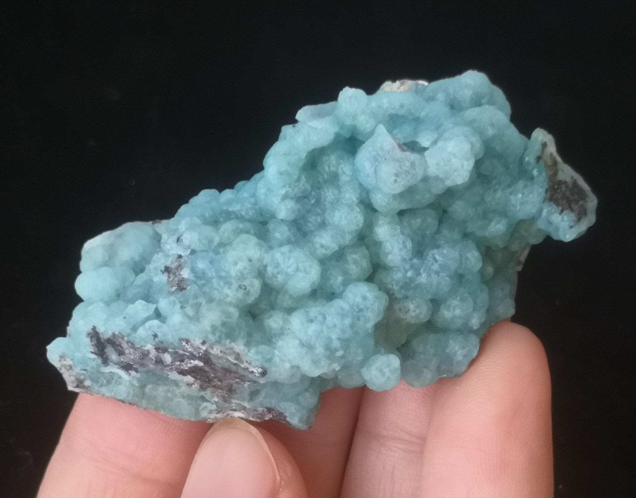 58mm Beautiful Botryoidal Light Blue Hemimorphite, Natural Mineral Specimen from China B9425