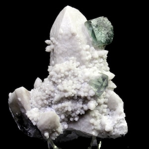 155g 67mm STUNNING Milky white Quartz (clear core) PIERCED INTO Green Fluorite, Natural Mineral Specimen from  China CM850168