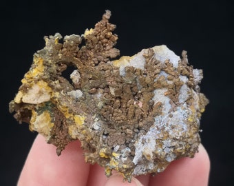 Hermoso cobre nativo de 42 mm con roca madre, espécimen mineral natural de China B10055