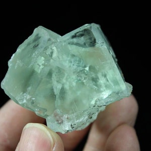 85g 44mm Extreme Clear Transparent Glassy Green Cubic Fluorite with BEVELLED EDGE, Natural mineral specimen from China, CM691404