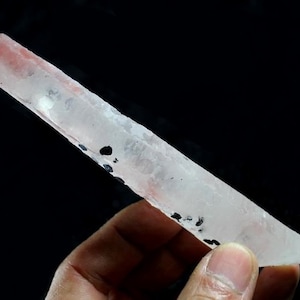 135mm 70g LARGE SIZE Quartz w/ Black Hematite blades and light pink Hematite inclusion, Natural mineral from Inner Mongolia CM673284