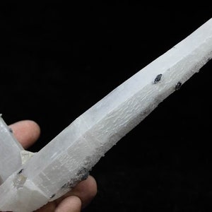 170mm Weird &#39;from Ice Age&#39;  Black Hematite Rosette on Quartz crystal w/ White QUARTZ COATING, Natural Mineral Specimen from China CM510849