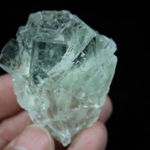 80g 56mm Extreme Clear Transparent Glassy Green Cubic Fluorite with BEVEL EDGE, Natural mineral specimen from China, CM671385