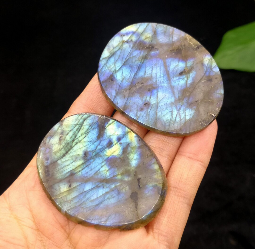 Labradorite Colorless 2pcs=usd14.99, 55mm Each, Great Color Polished Labradorite, Natural ...
