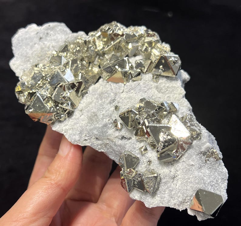 Pyrites Solid Rock Bright Octahedron Pyrite Crystals on Matrix, Mined From Peru, 145mm ...