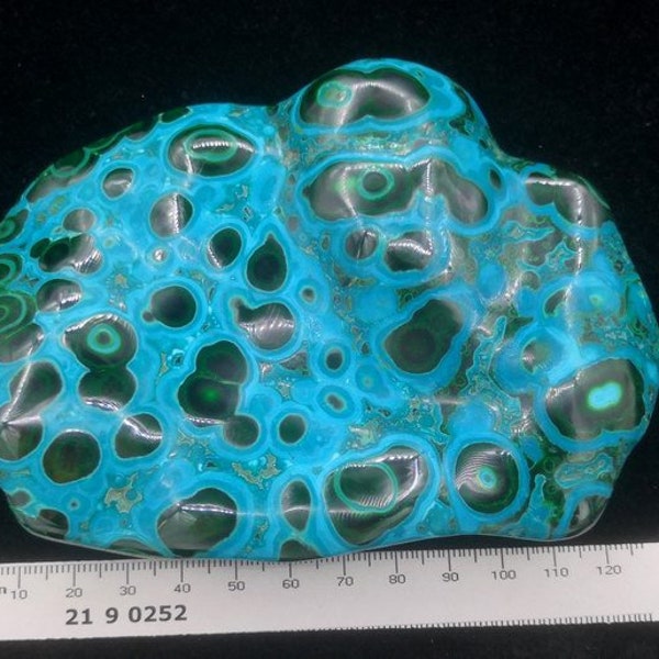 555g 127mm Beautiful Glossy Polished Malachite with BLUE Chrysocolla (you'll receive this one), Natural Gemstone, Mineral Specimen CM2190252