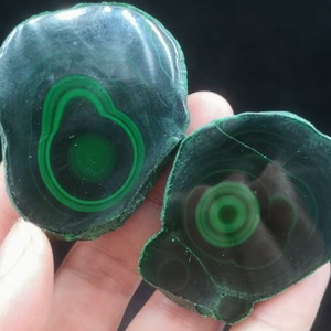 2pcs=USD18.5 48mm&45mm Beautiful Glossy Polished Green Malachite (you&#39;ll receive this two), Natural Gemstone, Display Mineral Specimen B9607
