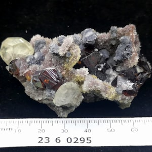 69mm Calcite Galena & Gemmy Sphalerite with Drusy Quartz on matrix, Natural Mineral Specimen from China CMM2360295