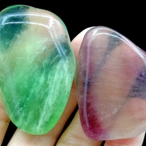 2pcs=98g=USD8.50 Well Polished Light Purple & Green Fluorite, Natural Mineral, Natural gemstone, Natural Color, B8534