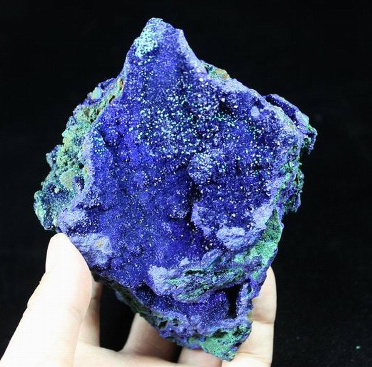 605G 123mm Large Strong Blue Azurite On Green Malachite Mineral Specimen From Liufengshan Anhui China cm640914