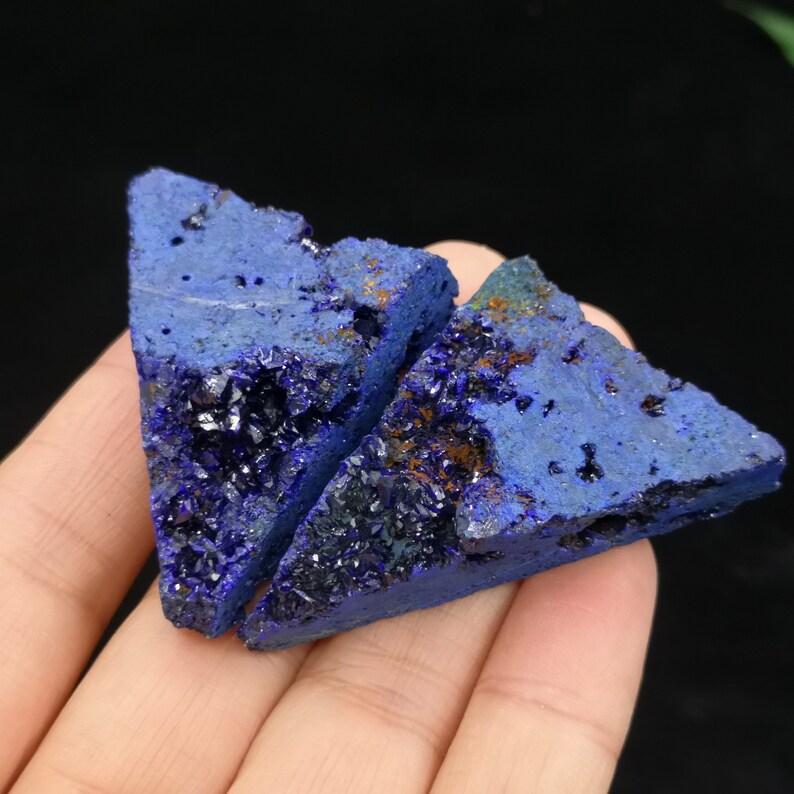 2pcs=usd24.50 BOTH Sides BEAUTIFUL Blue Azurite Slice With Sparkling ...