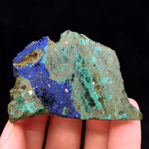 54mm 36g BOTH SIDES BEAUTIFUL Blue Azurite with Green Malachite, Natural Mineral Slice from China, cm2340554