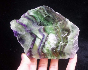 297g 124 mm ラージ グレートレインボーカラー フローライト スラブ