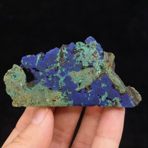 71mm 43g BOTH SIDES BEAUTIFUL Blue Azurite with Green Malachite, Natural Mineral Slice from China, cm2350555