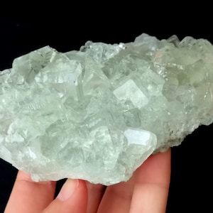 300g 111mm Extreme Clear Transparent Glassy Green Cubic Fluorite with BEVEL EDGE, Natural mineral specimen from China, CM2370304