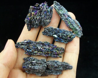 5pcs=USD4.99 35~50mm IRIDESCENT Silicon Carbide, Rainbow Carborundum Crystal Cluster, Man made specimen