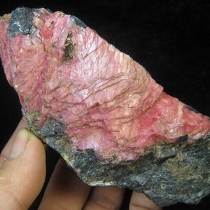 110mm Pink Rhodonite & Magnetite,  Natural Mineral Specimen from China CM291431