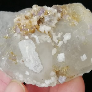 58mm SHARP Clear RECTANGLE Fluorite & Dolomite on Quartz, Natural Mineral Specimen from Yaogangxian Hunan China, B3752