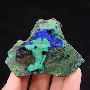 60mm 32g BEAUTIFUL Blue Azurite with Green Malachite, Natural Mineral Slice from China, cm2300578
