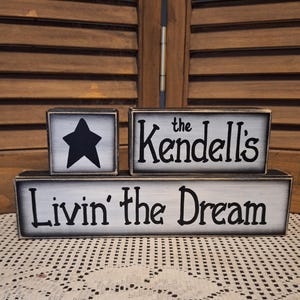 Primitive Family Name Wood Block Set: Farmhouse Decor