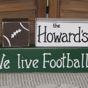 Hand Painted Football Wooden Stacking Blocks - Personalized Decor