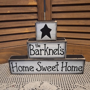 Primitive Family Name Wood Block Set: Farmhouse Decor