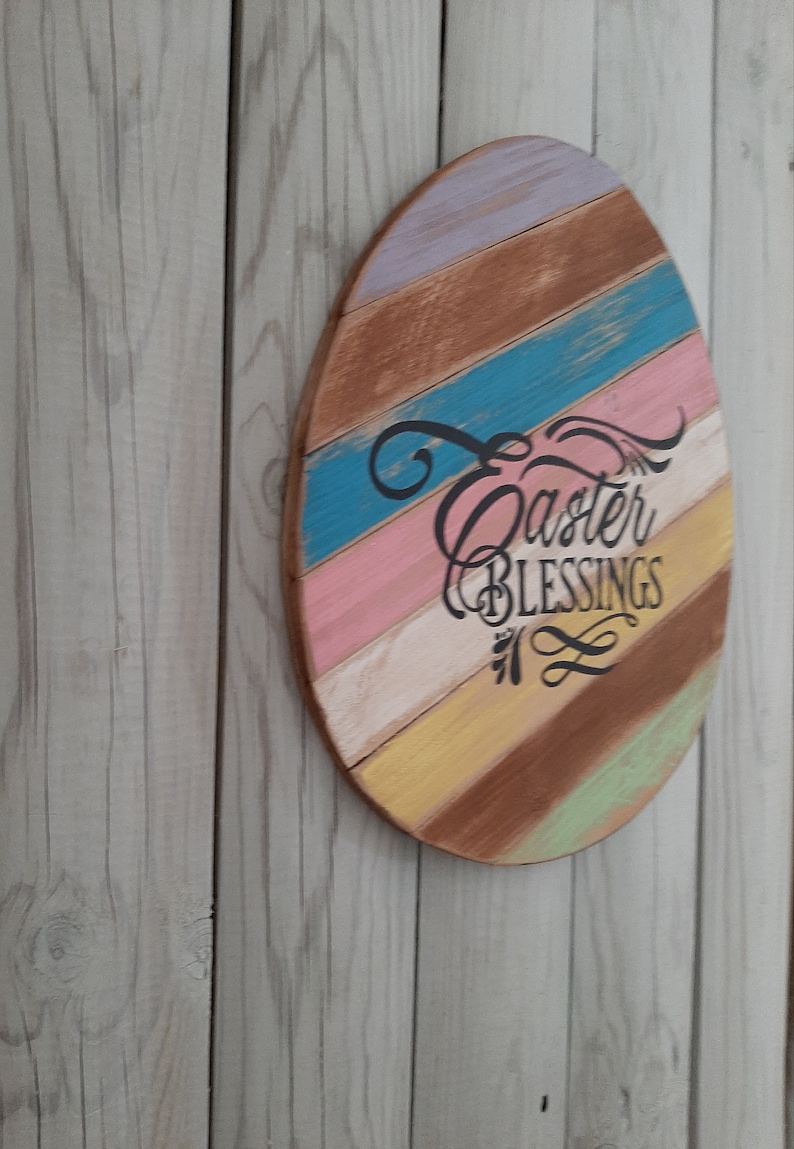 Primitive Easter Egg Sign Rustic Wood Easter Shelf Sitter Etsy