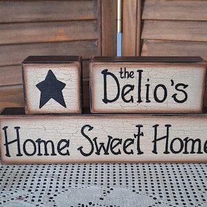 Primitive Family Name Wood Block Set: Farmhouse Decor
