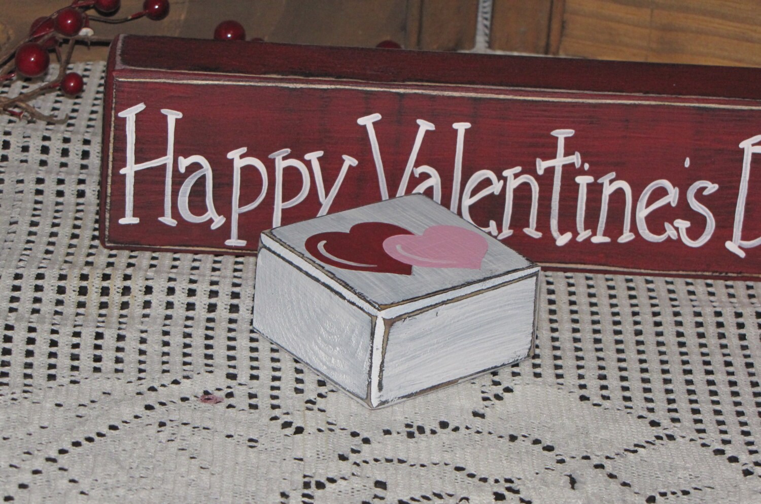 Valentine's Day Decor Personalized Wood Blocks Primitive Etsy