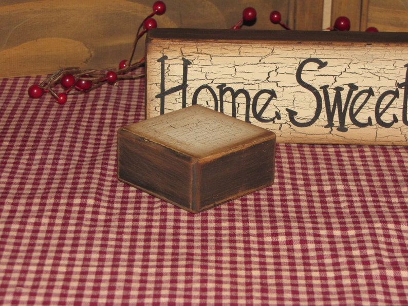 Primitive family name wood blocks shelf sitter farmhouse country housewarming hostess gift handmade custom sign home sweet home image 3