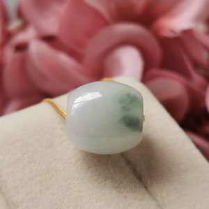 Bluish Floral Green In Pinkish White Type A Grade A Natural Jadeite Jade Fei Cui Barrel Pendant