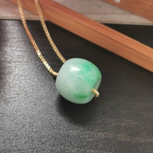 Vivid Green Vein Type A Grade A Natural Jadeite Jade Fei Cui Barrel Pendant